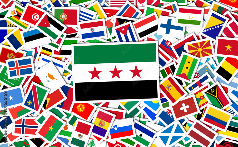 Obraz premium Syria Flag, Flag of the Syrian Revolution - New Syrian Flag.