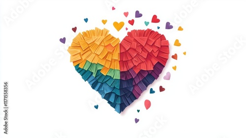 Colorful heart made of paper, symbolizing love and diversity. photo