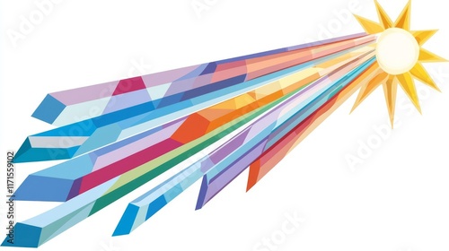 Colorful rays abstract design symbolizing positive energy and light.