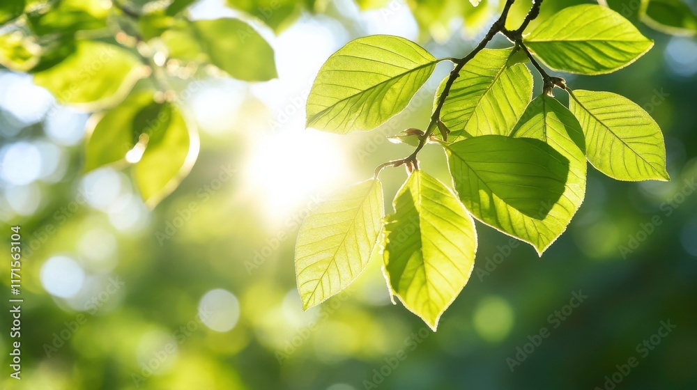 Bright Green Leaves in Dynamic Light Setting Bright Green Leaves in Dynamic Light Setting