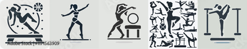 vector female character silhouette doing gymnastics movements