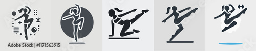 vector female character silhouette doing gymnastics movements