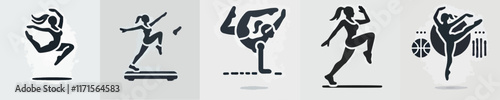vector female character silhouette doing gymnastics movements