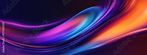 Abstract fluid waves, vibrant colors, dynamic swirls, orange and purple gradients, cosmic energy, smooth curves, digital art, high contrast, motion blur effect, futuristic design, 8K resolution, ultra photo