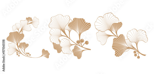 gold ginkgo plant background for documents