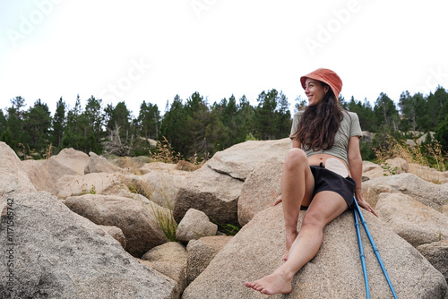 Confident Woman with Ostomy Relaxing Outdoors in Nature photo