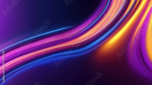 Abstract fluid waves, vibrant colors, dynamic swirls, orange and purple gradients, cosmic energy, smooth curves, digital art, high contrast, motion blur effect, futuristic design, 8K resolution, ultra photo