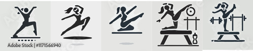 vector female character silhouette doing gymnastics movements