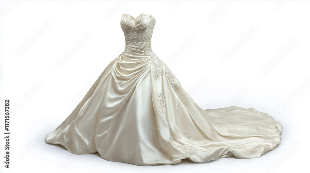 beautiful white wedding dress isolated on 3 d white amazing background beautiful white wedding dress isolated on 3 d white amazing background