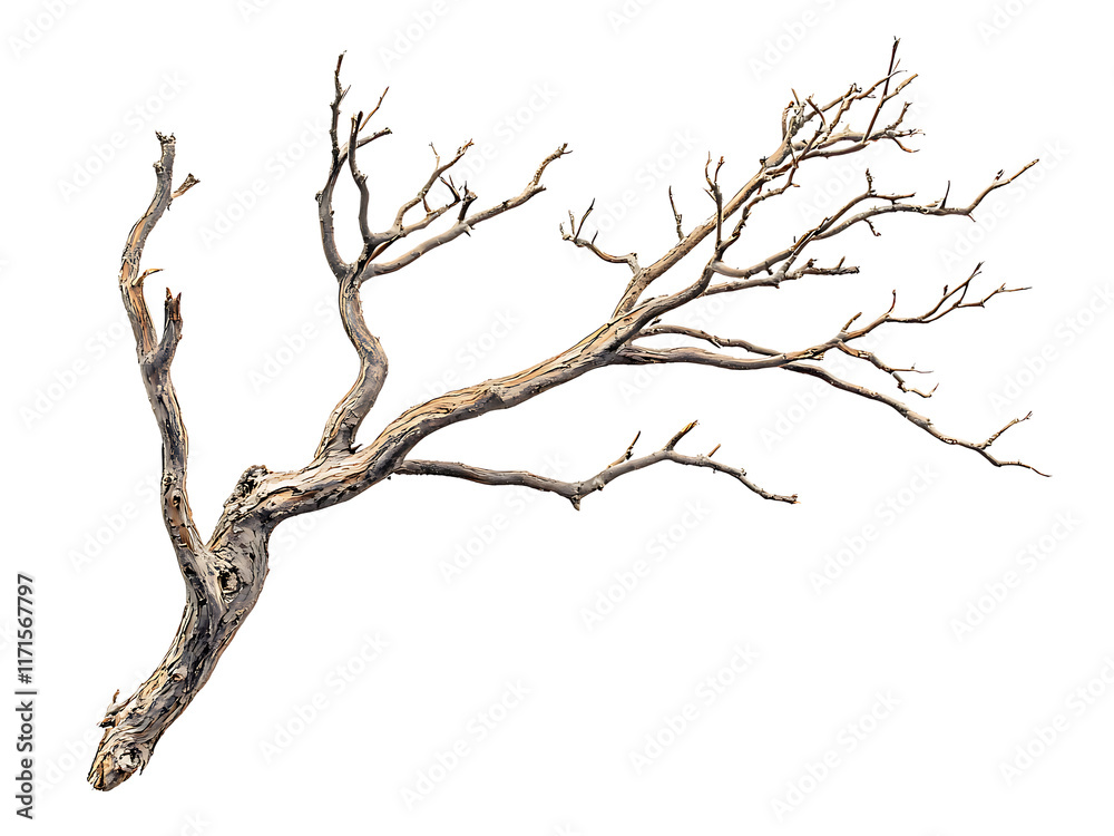 Fototapeta premium dry tree branch isolated on transparent or white background, png cutout