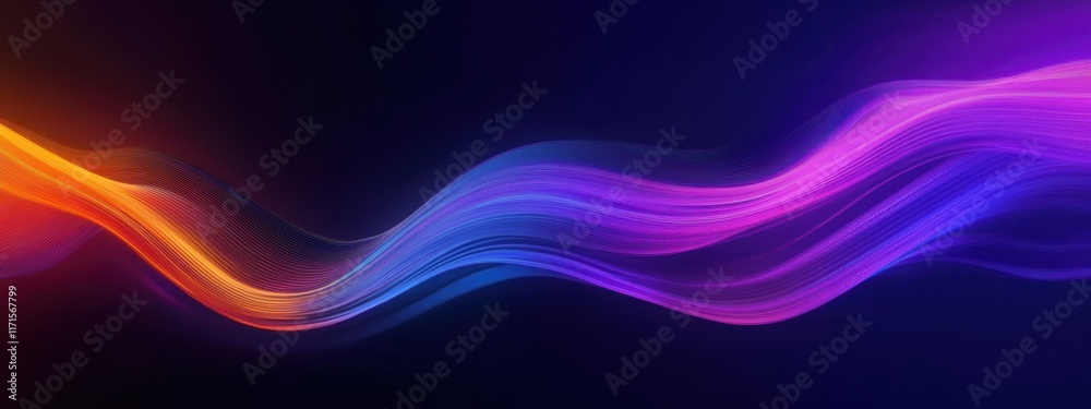 Fototapeta premium Abstract fluid waves, vibrant colors, dynamic swirls, orange and purple gradients, cosmic energy, smooth curves, digital art, high contrast, motion blur effect, futuristic design, 8K resolution, ultra