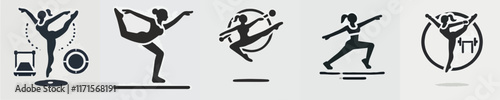 vector female character silhouette doing aerobics