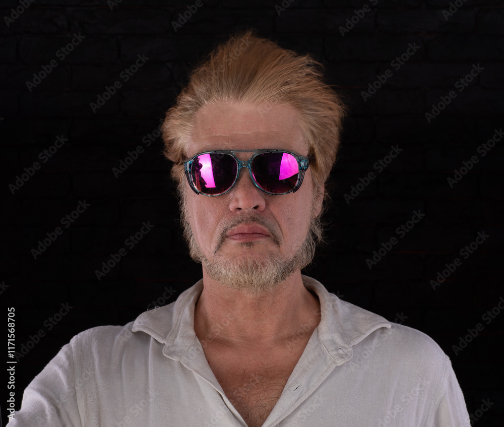 Obraz premium the wind blows the old man hair