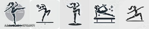 vector female character silhouette doing aerobics