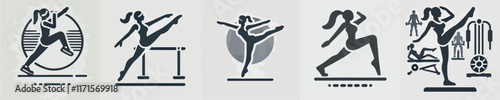vector female character silhouette doing aerobics