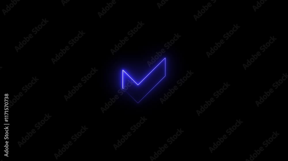 Neon animation of check mark sign. Neon glowing green check mark icon animation in black background. Neon animation of check mark sign. Neon glowing green check mark icon animation in black background.
