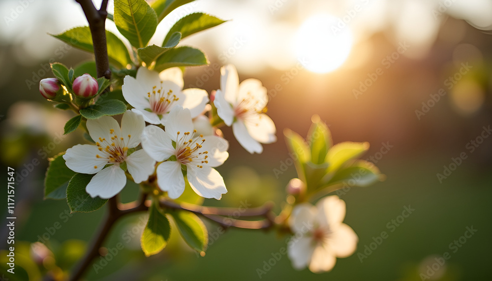 Cherry blossom flowers in sunlight with soft bokeh background Cherry blossom flowers in sunlight with soft bokeh background