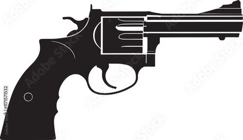 Black Silhouette Illustration of a Revolver Handgun