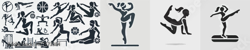 vector silhouette of woman doing aerobics