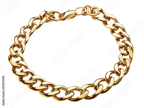 gold chain bracelet and necklace isolated on transparent or white background, png cutout