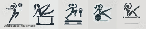 vector silhouette of woman doing aerobics