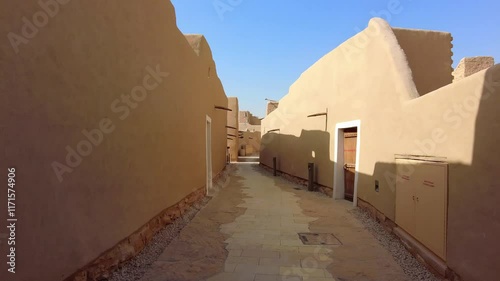 An empty street in At-Turaif UNESCO World Heritage Site, Ad-Diriyah, Saudi Arabia