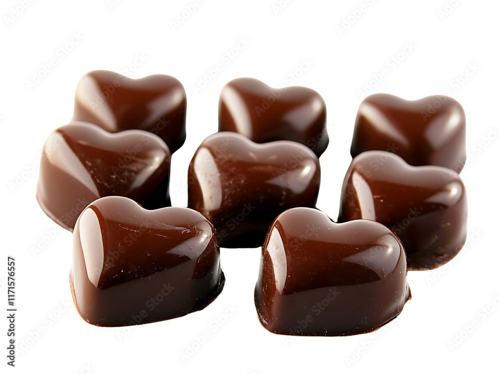 heart shaped chocolates isolated on transparent or white background, png cutout heart shaped chocolates isolated on transparent or white background, png cutout