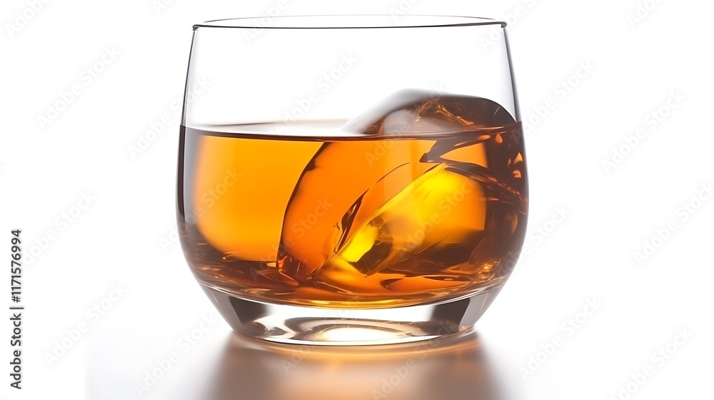 Isolated high-quality glass whiskey tumbler with a slight amber hue isolated on solid white background. Isolated high-quality glass whiskey tumbler with a slight amber hue isolated on solid white background.