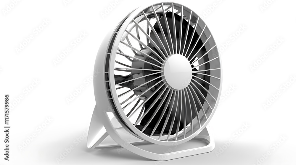 Isolated modern electric fan with sleek blades isolated on solid white background. Isolated modern electric fan with sleek blades isolated on solid white background.