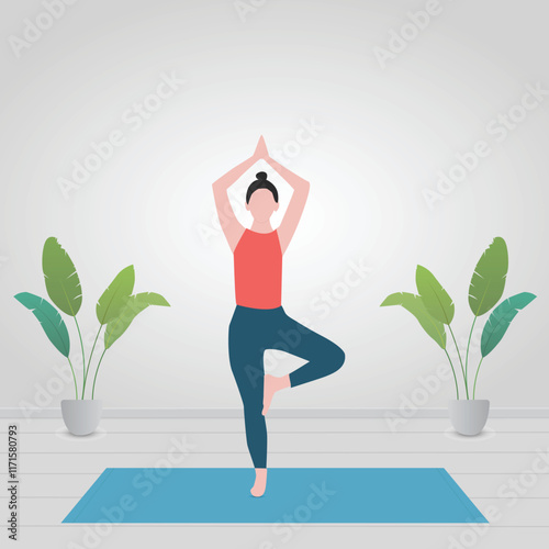 young woman doing yoga illustration 