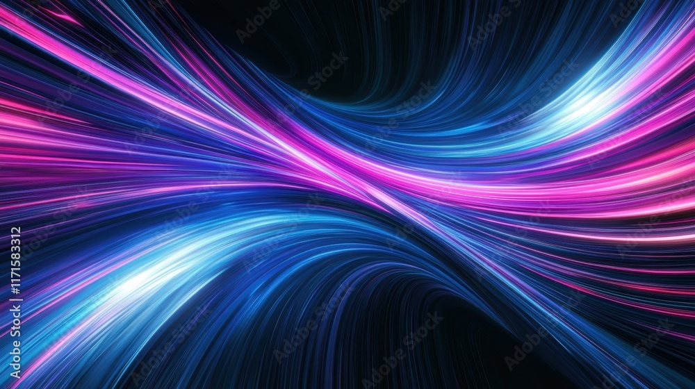 Abstract neon lights, vibrant pink and blue streaks, dynamic energy flow, futuristic background, glowing waves, electric atmosphere, motion blur, glossy reflections, digital art, colorful light trails Abstract neon lights, vibrant pink and blue streaks, dynamic energy flow, futuristic background, glowing waves, electric atmosphere, motion blur, glossy reflections, digital art, colorful light trails