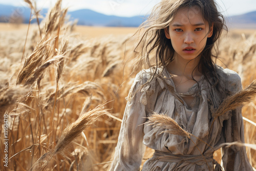 natural process of growth decay and regeneration in landscape is emphasized by rustic and textured look of dry grass photo