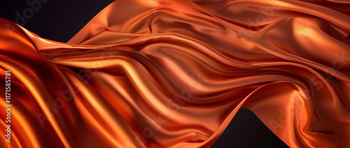 Luxurious, flowing burnt orange silk fabric creates a dramatic, elegant mood. The rich color and soft texture are captivating.