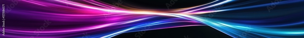 Fototapeta premium Abstract cosmic vortex, swirling energy waves, vibrant purple and blue light streams, dynamic motion blur, radial symmetry, sci-fi wormhole, digital art, high contrast, neon colors, futuristic space t