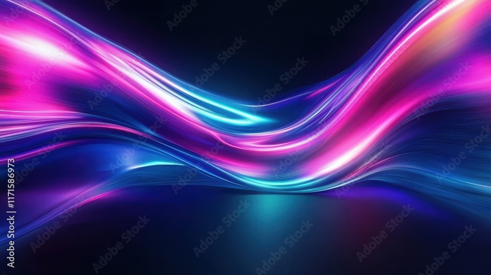 Fototapeta premium Abstract cosmic vortex, swirling energy waves, vibrant purple and blue light streams, dynamic motion blur, radial symmetry, sci-fi wormhole, digital art, high contrast, neon colors, futuristic space t