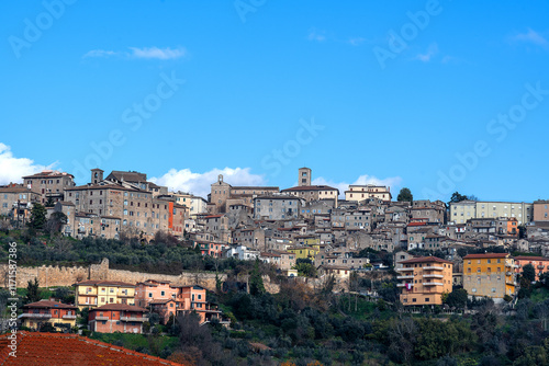 panoramic view from below of Anagni, Frosinone, called “ the city of the popes” for being the birthplace of several pontiffs and longtime papal seat. photo