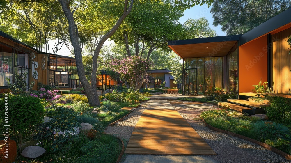 Fototapeta premium Warm Urban Development in 3D with Detailed Textures