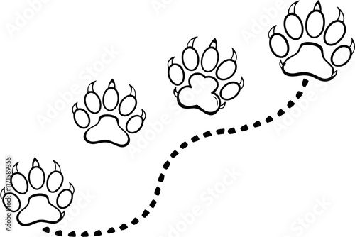Black and White Bear Paw Prints Trail Nature Wildlife