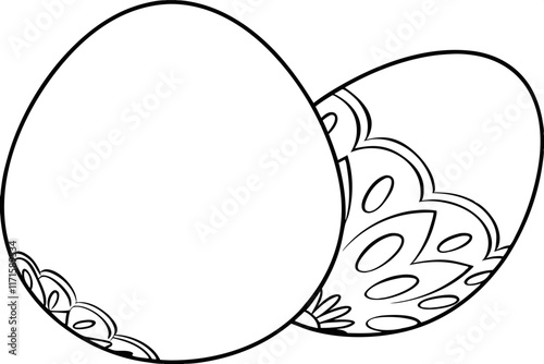 Wallpaper Mural Two Easter Eggs, One Plain, One Decorated, Line Art Torontodigital.ca