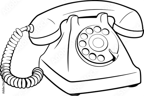 Vintage Rotary Dial Phone Classic Communication Device Illustration