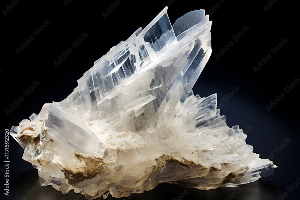 Close-Up View of Translucent Gypsum Mineral Exhibit