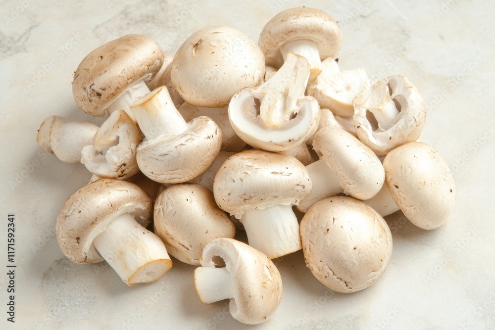 Fresh white mushrooms for cooking ready Fresh white mushrooms for cooking ready