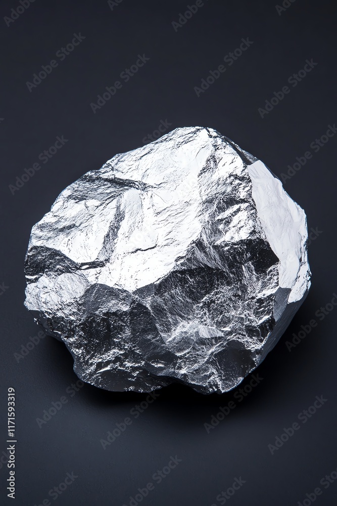 Luminous silver metal nugget on black Luminous silver metal nugget on black