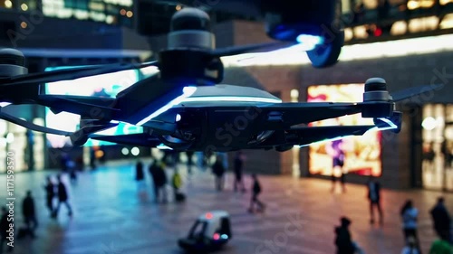 Wallpaper Mural Drone Footage Capturing Cityscape at Night with Vibrant Lights Torontodigital.ca