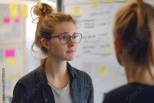 Engaging discussion between coworkers in an office