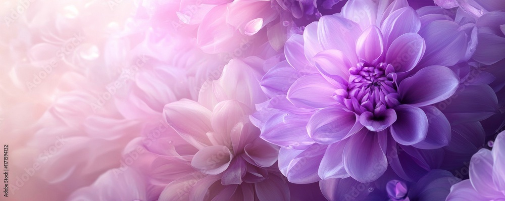 Obraz premium Beautiful Flower Background with Purple and Lilac Colours. Contemporary Floral Wallpaper.