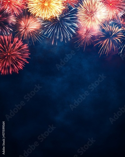Colorful Fireworks Display Against Dark Background