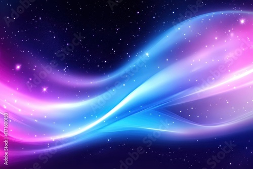 Cosmic energy waves, vibrant pink and blue aurora, deep space background, starry night sky, ethereal nebula, swirling light patterns, celestial phenomenon, galactic colors, interstellar clouds, lumino photo