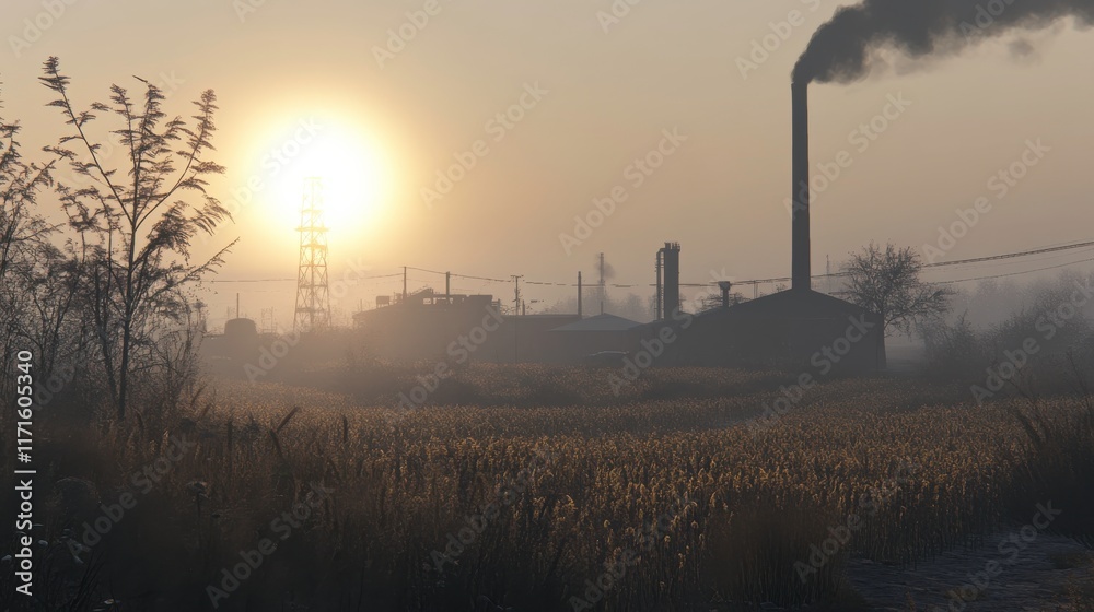 Farmland and Factories Under Bright Midday Sun Farmland and Factories Under Bright Midday Sun