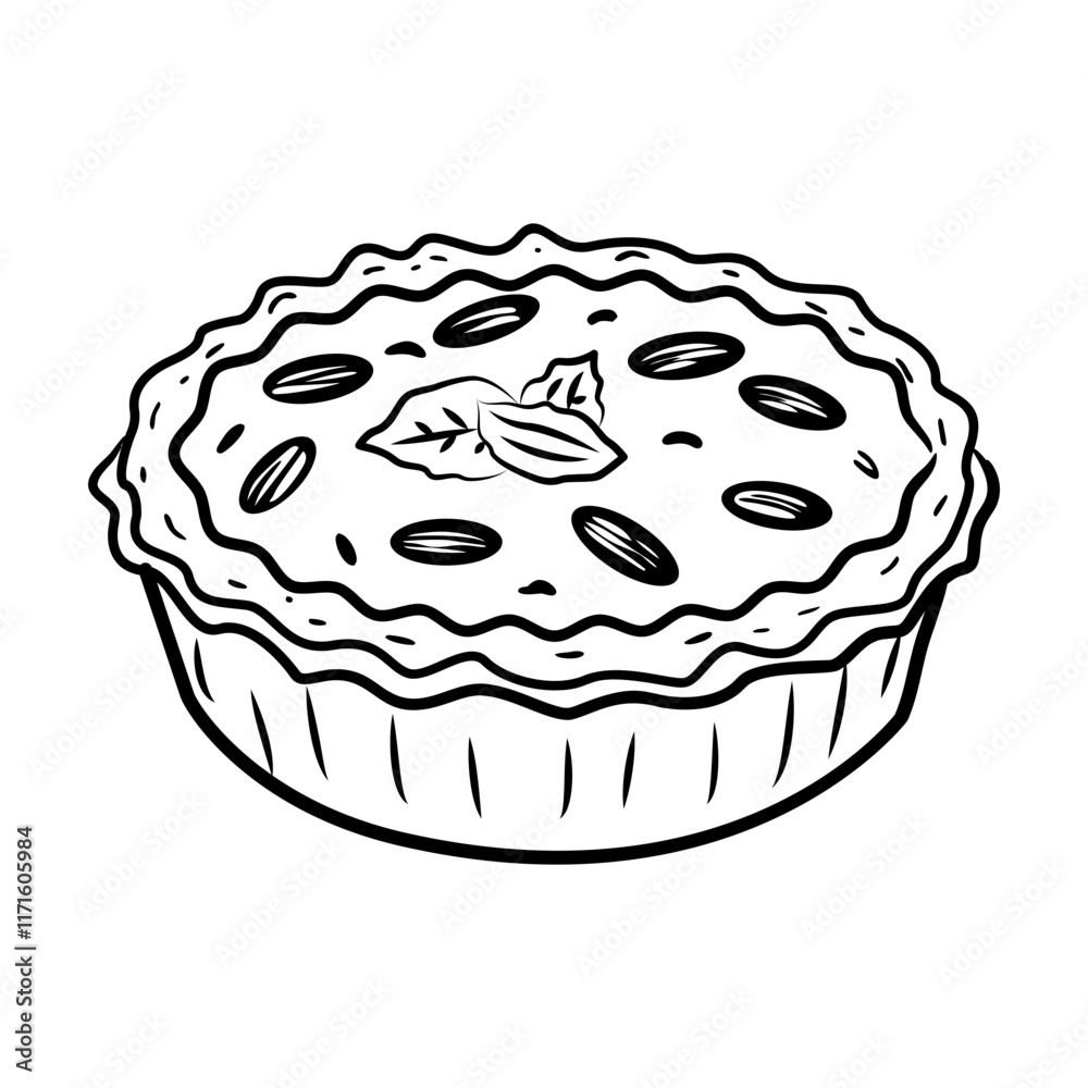 Pecan pie icon designed in hand drawn style Pecan pie icon designed in hand drawn style